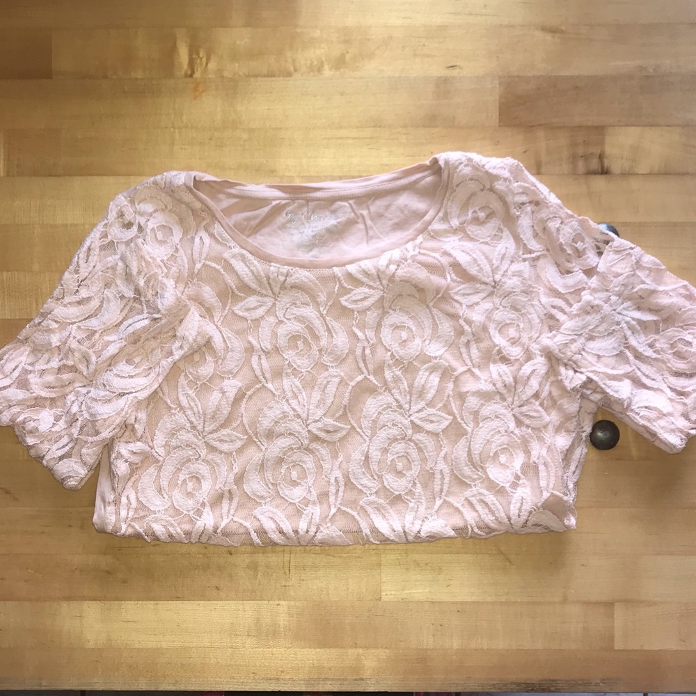 Chico’s Peach Lace 3/4 Length Sleeve Blouse